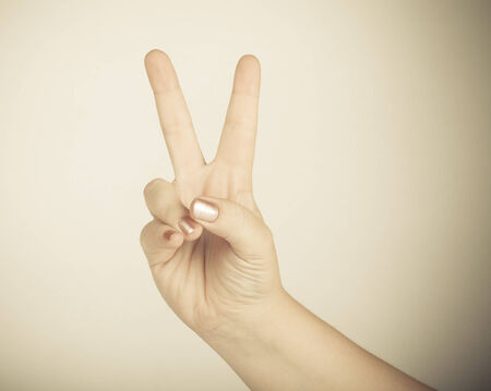 hand gesture, meaning "victory"の写真素材