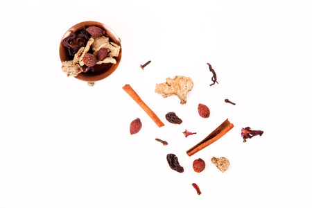 set for mulled wine on a white background.の写真素材