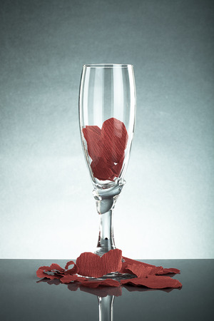 glass filled with valentines with reflectionの写真素材