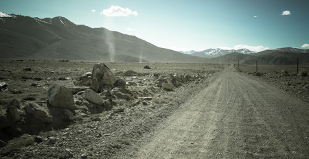 Tajikistan. Pamir highway. Road to the clouds. Toned.の写真素材