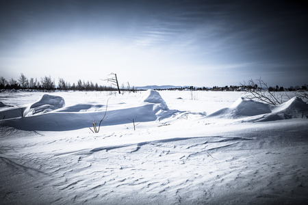 Winter landscape at Lake Baikal. Toned.の写真素材