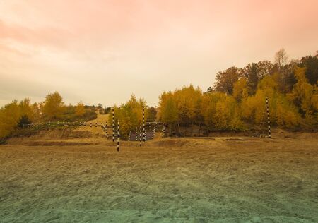 Track racing in the autumn forest. Landscape. Toned.の写真素材