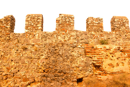 Wall on ruins of fortress in old city Alania, Turkey. Tonedの写真素材