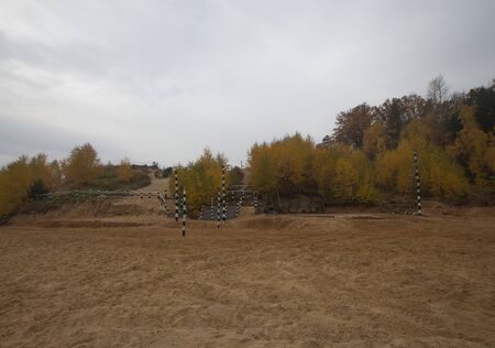 Track racing in the autumn forest. Landscape.の写真素材