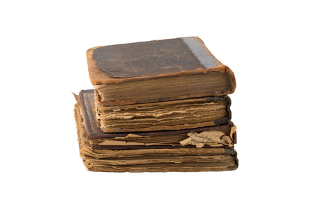 Stack of old  books isolated on a white background.の写真素材