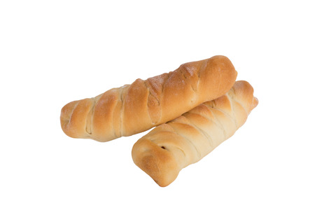 Sausage bun isolated on white background.
