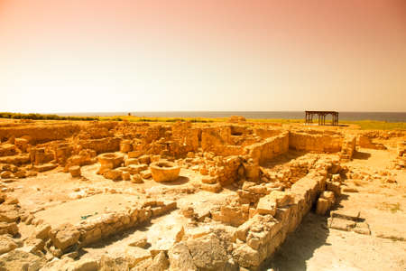 Ancient ruins in the Archaeological Park of Paphos, Cyprus. Toned.