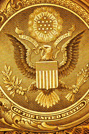 Close up macro detail of dollar money banknotes. Toned.の写真素材