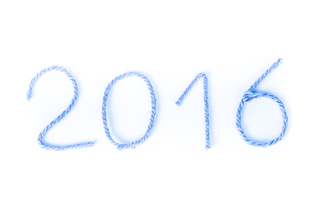 The number 2016 of rope on a white background.の写真素材