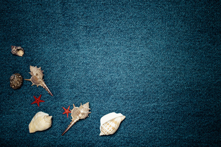 Romantic composition and space for text. Romantic love theme on jeans background. Toned.