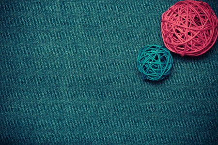 Romantic composition and space for text. Romantic love theme on jeans background. Toned.の写真素材