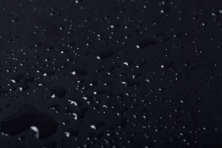 Drops of water on a color background. Black. Shallow depth of field. Selective focus.の写真素材