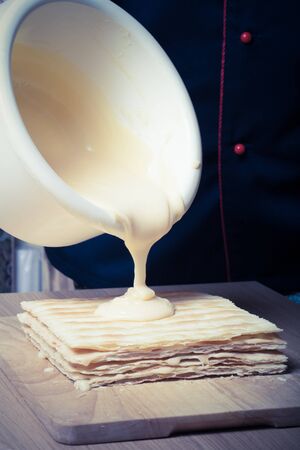 The process of making homemade cake. Toned.の写真素材