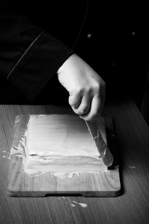 The process of making homemade cake. Toned.の写真素材