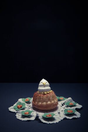 Easter cupcakes with funny chick. Toned.