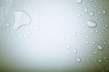 Drops of water on a color background. Gray. Shallow depth of field. Selective focus. Toned.