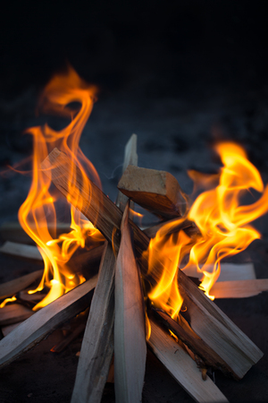 Bright flame of bonfire. Defocused.の写真素材