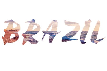 Word BRAZIL over sea landscape.の写真素材