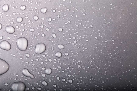 Drops of water on a color background. Gray. Toned.の写真素材