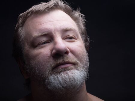 Portrait of a bearded man. Grimace.の写真素材