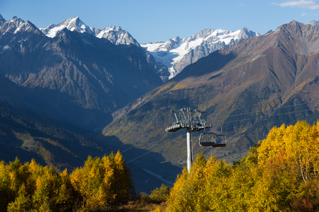 Beautiful autumn mountain landscape in Svaneti. Georgia.の写真素材