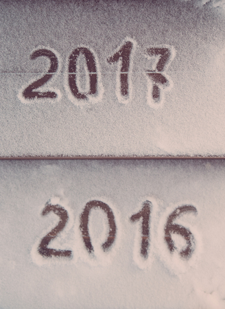 Figures 2017 on the snow. New year and christmas theme. Toned.の写真素材