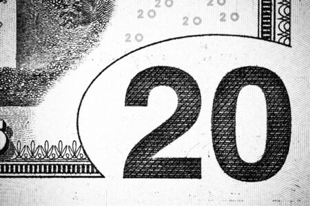 Close up macro detail of dollar money banknotes. Toned.の写真素材