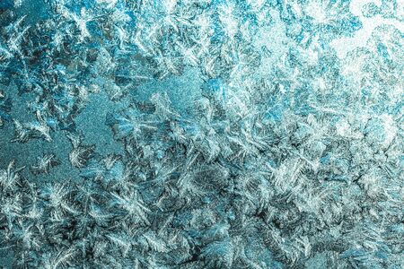 Beautiful nature pattern on frosted glass. Selective focus. Toned.