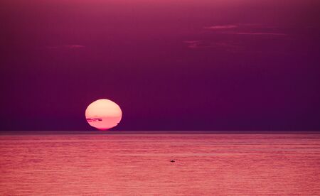 Beautiful sunset on the Mediterranean Sea. Toned.の写真素材