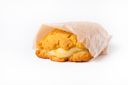 Cookies with cottage cheese - sochnik on a light background. Selective focus. Toned.の写真素材