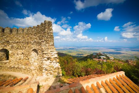 The old fortress wall in the town of Sighnaghi. Georgia.のeditorial素材