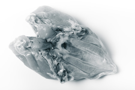 Raw chicken breast on light background. Toned.
