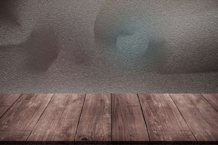 Abstract drawing - background is partially blurred over old light wooden table or board. Collage....