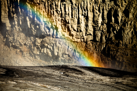 Beautiful view to the Dettifoss waterfall in Iceland. Toned.の写真素材