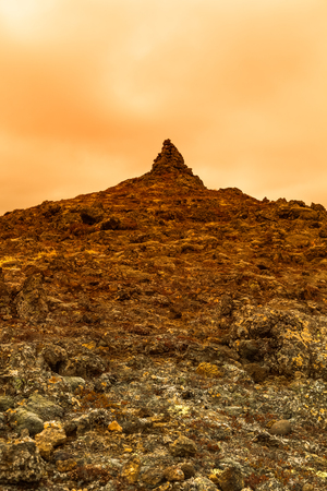 The stony rocky deserted landscape of Iceland. Toned.の写真素材