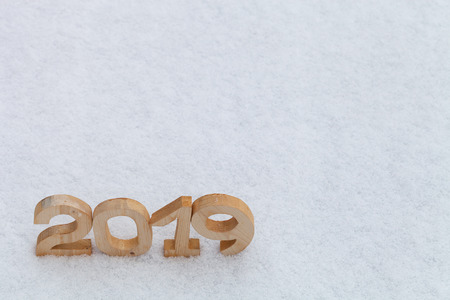 Figures 2019 on the snow. New year and christmas theme.の写真素材