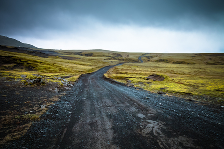 Stony rocky desert landscape of Iceland. Toned.の写真素材