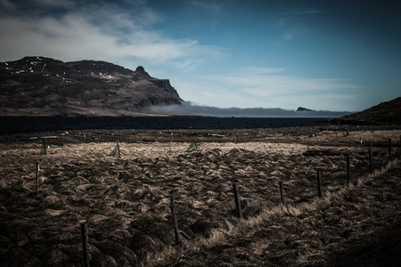 Beautiful multicolored spring landscape of Iceland. Toned.の写真素材