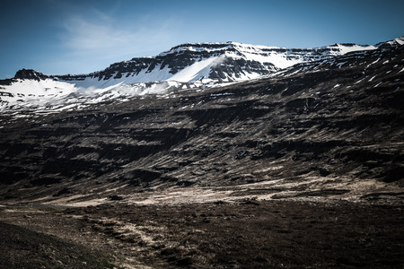 Beautiful multicolored spring landscape of Iceland. Toned.の写真素材