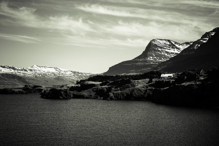 Beautiful multicolored spring landscape of Iceland. Toned.の写真素材