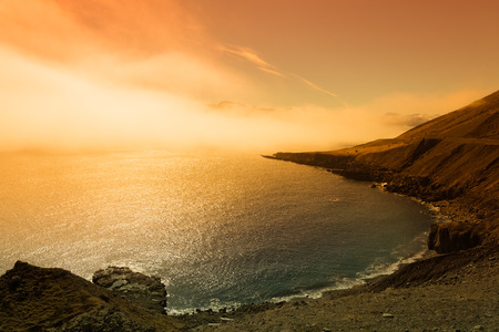 Beautiful multicolored spring landscape of Iceland. Toned.の写真素材