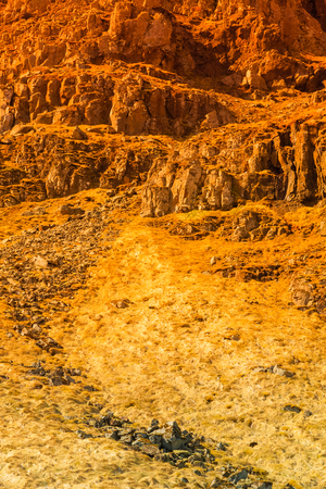 Empty stony surface of mountain in Iceland. Toned.の写真素材