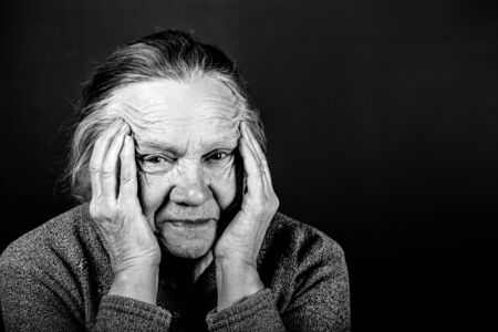 Portrait of elderly woman. Irony. Toned.の写真素材