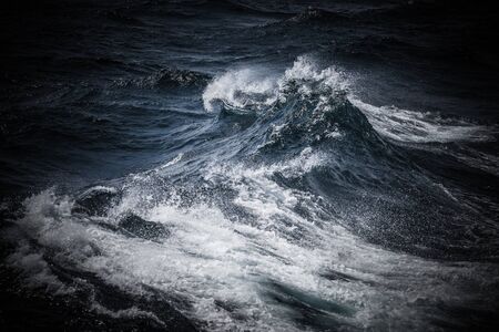 Waves of stormy cold sea on the south of Iceland. Toned.の写真素材