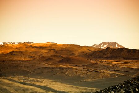 Beautiful dramatic multicolored spring landscape of Iceland. Toned.の写真素材