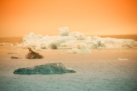 Iceberg lagoon jokulsarlon on the south of Iceland. Toned.