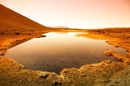 Deserted dramatic landscape of Iceland. Toned.