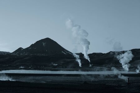Deserted dramatic landscape of Iceland. Toned.の写真素材