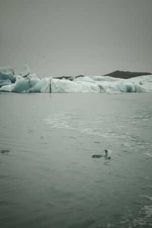 Bizarre ice floes of Iceberg lagoon jokulsarlon on the south of Iceland. Toned.