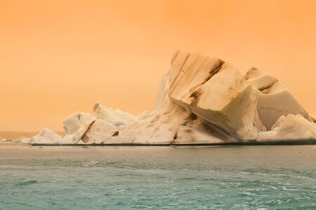 Bizarre ice floes of Iceberg lagoon jokulsarlon on the south of Iceland. Toned.の写真素材